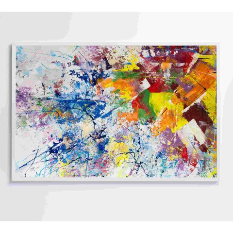 Quadro Abstração Multicolorida Tinta Acrílica Decor&quadros Abs045 90x60 Cm Tecido Canvas