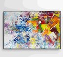 Ver imagem 6 de Quadro Abstração Multicolorida Tinta Acrílica Decor&quadros Abs045 90x60 Cm Tecido Canvas