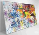 Ver imagem 3 de Quadro Abstração Multicolorida Tinta Acrílica Decor&quadros Abs045 90x60 Cm Tecido Canvas
