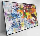Ver imagem 4 de Quadro Abstração Multicolorida Tinta Acrílica Decor&quadros Abs045 90x60 Cm Tecido Canvas