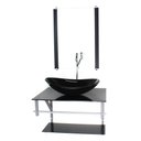Ver imagem 1 de GABINETE DE VIDRO PARA BANHEIRO 60CM AC CUBA OVAL PRETO FULL COM TORNEIRA CROMADA