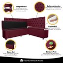 Ver imagem 7 de Kit Canto Alemão para Casa Cozinha Capitonê 1,25x1,60m Veludo Bordo Sofa Store