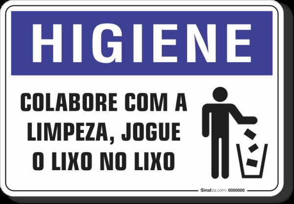 Placa de higiene jogue o lixo no lixo dê a descarga lave bem as mãos - Trik