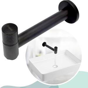 Torneira Parede Aço Inox Banheiro Lavabo Redonda Curta Preto - Modelo Rio