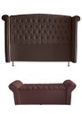 Ver imagem 1 de Kit Realeza Cabeceira de Cama Box e Calçadeira Baú Queen 160 Cm Suede Rosê Eli Móveis