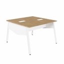 Ver imagem 1 de Plataforma de Trabalho para 2 Pessoas com Caixa de Tomadas 120cm Industrial Executive Macadâmia e Branco