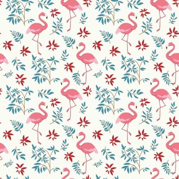 Papel De Parede Floral Flamingos 300x59cm - 1