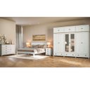 Ver imagem 1 de Conjunto Quarto Topázio Branco: Guarda-roupa 12 Portas, Cômoda, Cama Casal e 2 Mesas de Cabeceiras