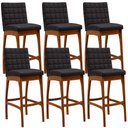 Ver imagem 1 de Kit 06 Banquetas Altas Para Cozinha Sala de Jantar Fixa Mila B04 Linho Chumbo - Lyam Decor