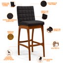 Ver mais imagens de Kit 06 Banquetas Altas Para Cozinha Sala de Jantar Fixa Mila B04 Linho Chumbo - Lyam Decor