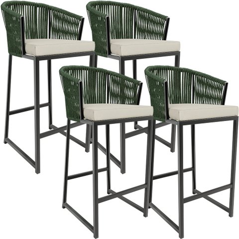 Kit 04 Banqueta Para Área Gourmet Cozinha Varanda Corda Náutica Sunset D04 Verde - Lyam Decor