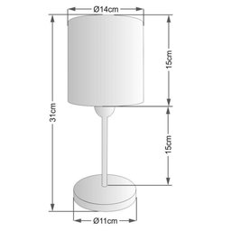 Abajur Cabeceira para Quarto Cilíndrico Bivolt Branco Preto - 2