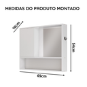Ver imagem 5 de Armário de Banheiro com Espelho Espelheira 1 Porta e Nicho Luxo - Jm3 Móveis:branco