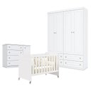 Ver imagem 1 de Quarto de Bebê Americano 4 Portas com Berço Americano Evolution 4 em 1 Branco Acetinado Reller - Hen