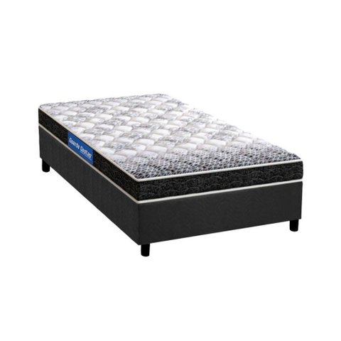 Cama Box Solteiro: Colchão Espuma Probel Guarda Costas Super Resistente + Base CRC Suede Gray(