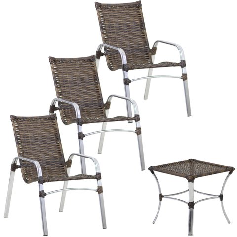 3 Cadeiras e Mesa de Centro para Área Trama Original