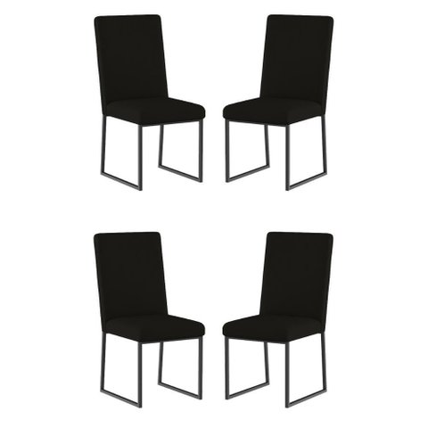 Kit 4 Cadeiras para Mesa de Jantar Base Industrial Preto Balaqui Preto