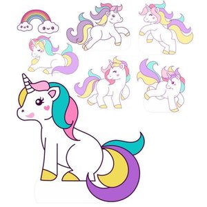 Display festa Mdf Unicornio 1 Totem 57cm e 6 Displays 22cm