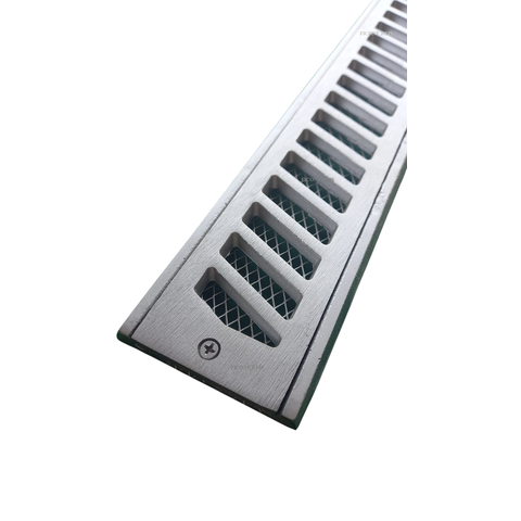 Grelha Ralo Linear Reforçado 7x50 Modelo Diagonal com Tela Anti Insetos e Parafusos - Aluminio - Fic