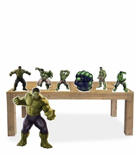 kit Display festa Mdf Hulk 1 Totem de chão e 6 Displays 22cm - 2