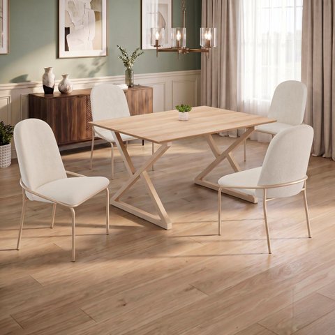 Conjunto para Sala de Jantar Mesa Império 120x90 com 4 Cadeiras Rubi