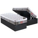 Ver imagem 1 de Cama Box Baú Solteiro: Colchão Pocket Light Stress Oxygen New Plush + Base Crc Suede Gray