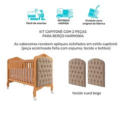 Conjunto Quarto de Bebe com Berço com Capitone e Comoda com Sapateira 100% Mdf Harmonia Encanto Perm - 8