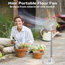 Ver imagem 4 de Ventilador Portátil sem Fio de Coluna 20cm 3 Pás 3 Velocidades Branco Silencioso Retrátil Dobrá