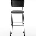 Ver imagem 3 de Banqueta Alta Cozinha Sala Jantar Fixa Allana L02 Couríssimo Preto Linho Cinza Escuro - Lyam Decor