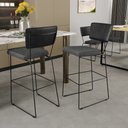 Ver imagem 2 de Banqueta Alta Cozinha Sala Jantar Fixa Allana L02 Couríssimo Preto Linho Cinza Escuro - Lyam Decor