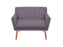 Ver imagem 1 de Namoradeira Decorativa Cecília Suede Rosê 2 Lugares Pés Madeira Mz Decor