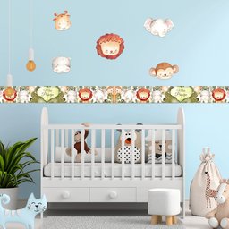 Kit 4 Faixas Decorativas Papel Parede e 5 Adesivos Infantil - 6
