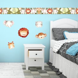 Kit 4 Faixas Decorativas Papel Parede e 5 Adesivos Infantil - 5