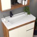 Ver imagem 3 de Gabinete de Banheiro 80cm com Cuba e Espelheira Bege/Amêndoa/Off White