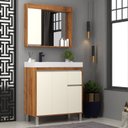 Ver imagem 1 de Gabinete de Banheiro 80cm com Cuba e Espelheira Bege/Amêndoa/Off White