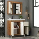 Ver mais imagens de Gabinete de Banheiro 80cm com Cuba e Espelheira Bege/Amêndoa/Off White