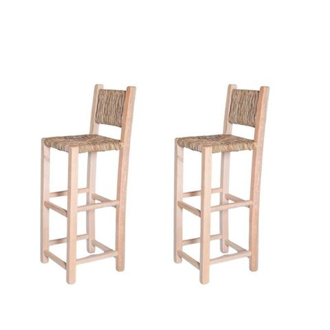 Kit 2 Banquetas com Assento e Encosto de Palha