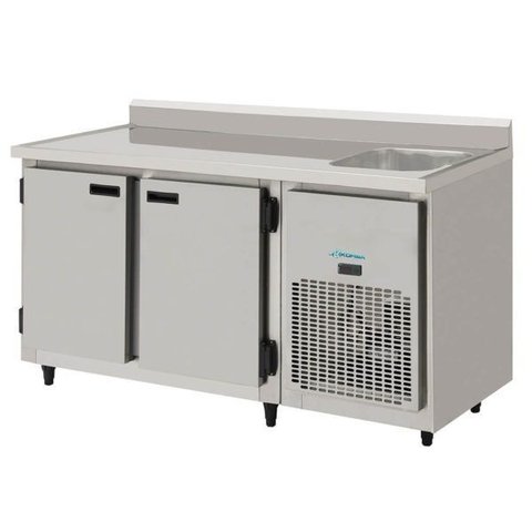 Balcão Refrigerado de Inox 1,50mts 2 Portas com Pia Direito 115kbsp150dp Kofisa