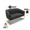 Ver imagem 4 de Sofá Namoradeira 2 Lugares Base Industrial Dourado Stella Suede Preto D03 - D’Rossi
