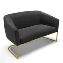 Ver imagem 1 de Sofá Namoradeira 2 Lugares Base Industrial Dourado Stella Suede Preto D03 - D’Rossi