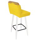 Ver imagem 3 de Kit 02 Banqueta Alta C/ Encosto Lith Para Cozinha Bar Balcão Bistrô Pé Palito Branco Suede Amarelo -