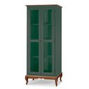 Ver imagem 1 de Cristaleira 2 Portas e 3 Prateleiras com Pés Luiz XV 60300 Linz Móveis - Verde Musgo/Imbuia