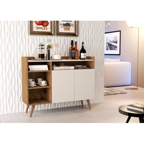 Aparador Buffet Celta Cantinho Organizador 3 Portas - 4 Cores:freijó/off White