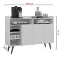Ver imagem 4 de Aparador Buffet Celta Cantinho Organizador 3 Portas - 4 Cores:freijó/off White