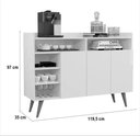 Ver imagem 3 de Aparador Buffet Celta Cantinho Organizador 3 Portas - 4 Cores:freijó/off White