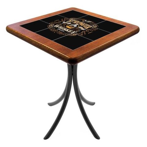Mesa lateral retrô quadrada de madeira maciça para sala Empório Tambo - Stronger Whiskey - Imbuia