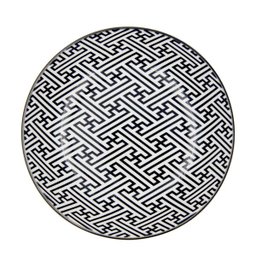 Prato de Porcelana Decor Geek Key Preto e Branco 20,4 cm - 1