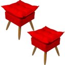 Ver imagem 1 de Kit 2 Puff Decorativo Quadrado para Sala Quarto Penteadeira Recepção Alice Pé Palito Castanho Suede
