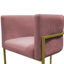 Ver imagem 4 de Kit 2 Poltrona Reforçadas Decorativa Sala de Estar Carla Base Ferro Dourada Suede Rose