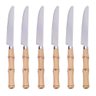 Jogo de 6 facas Bambu em aco inox com cabo plastico estilo bambu - 1